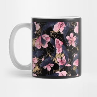 Blue koi gold flower Mug